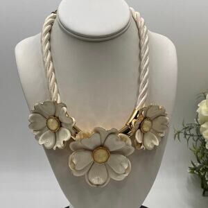 Kate Spade New York Bright Blossom White Flower 12k Plated Statement Necklace